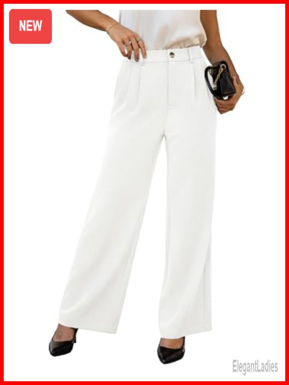 Women's High Waisted Wide Leg Palazzo Pants Pleated Business Casual Trousers